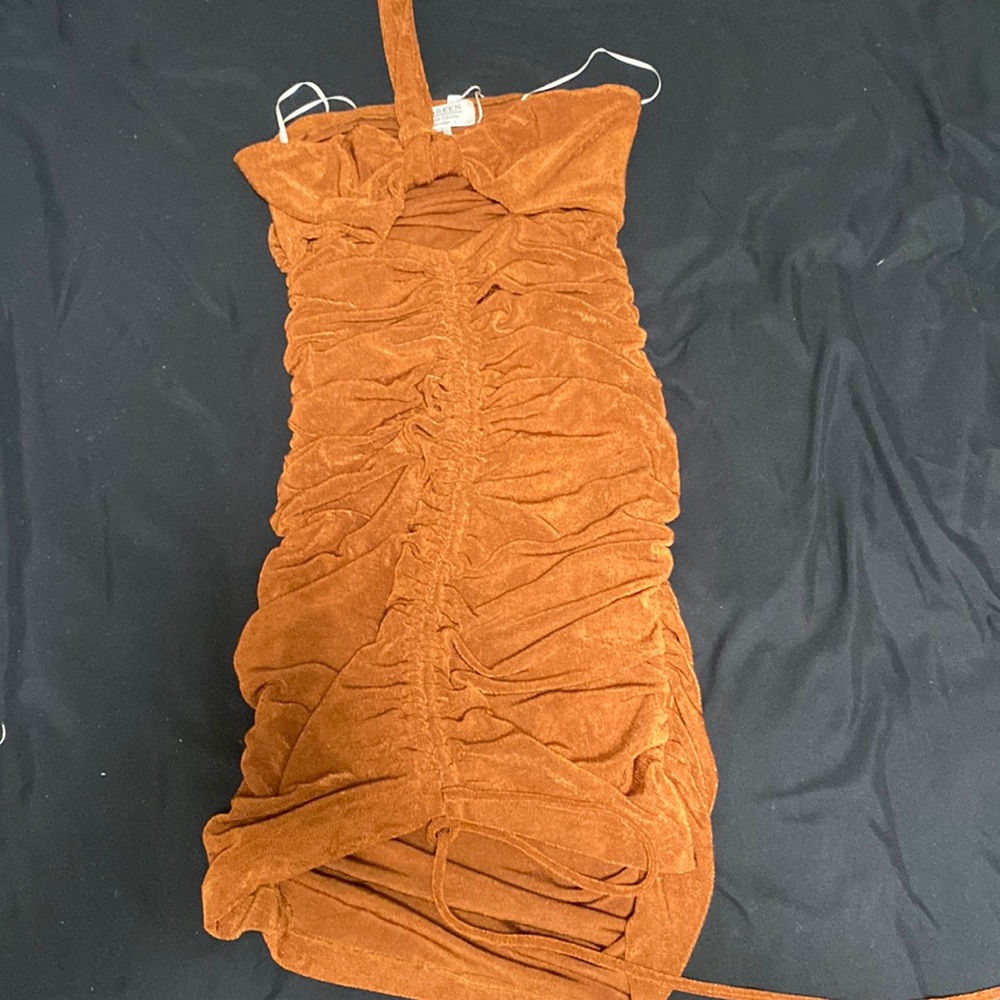 Beginning Boutique Tatiana Brown Halter Dress